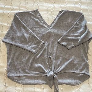 Gray lightweight off shoulder sweater